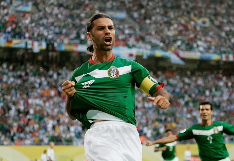 LEIPZIG, GERMANY - JUNE 24: Rafael Marquez of Mexico celebrates scoring the opening goal during the FIFA World Cup Germany 2006 Round of 16 match between Argentina and Mexico played at the Zentralstadion on June 24, 2006 in Leipzig, Germany.  (Photo by Christof Koepsel/Bongarts/Getty Images)